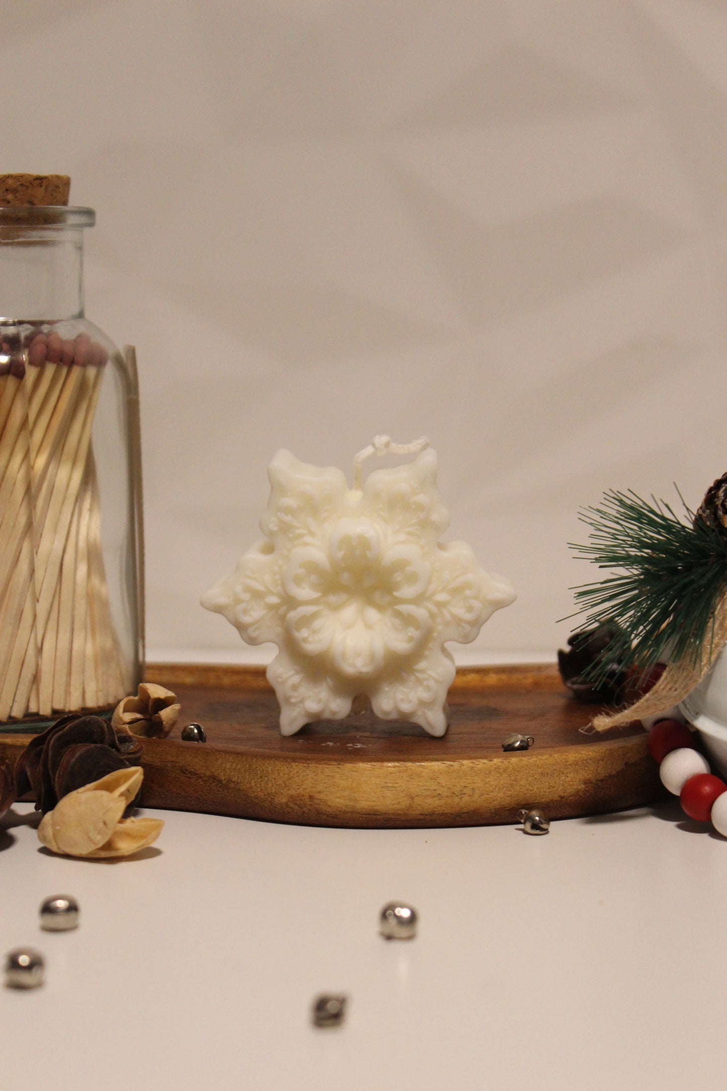 VELA DECORATIVA FLOCO DE NEVE